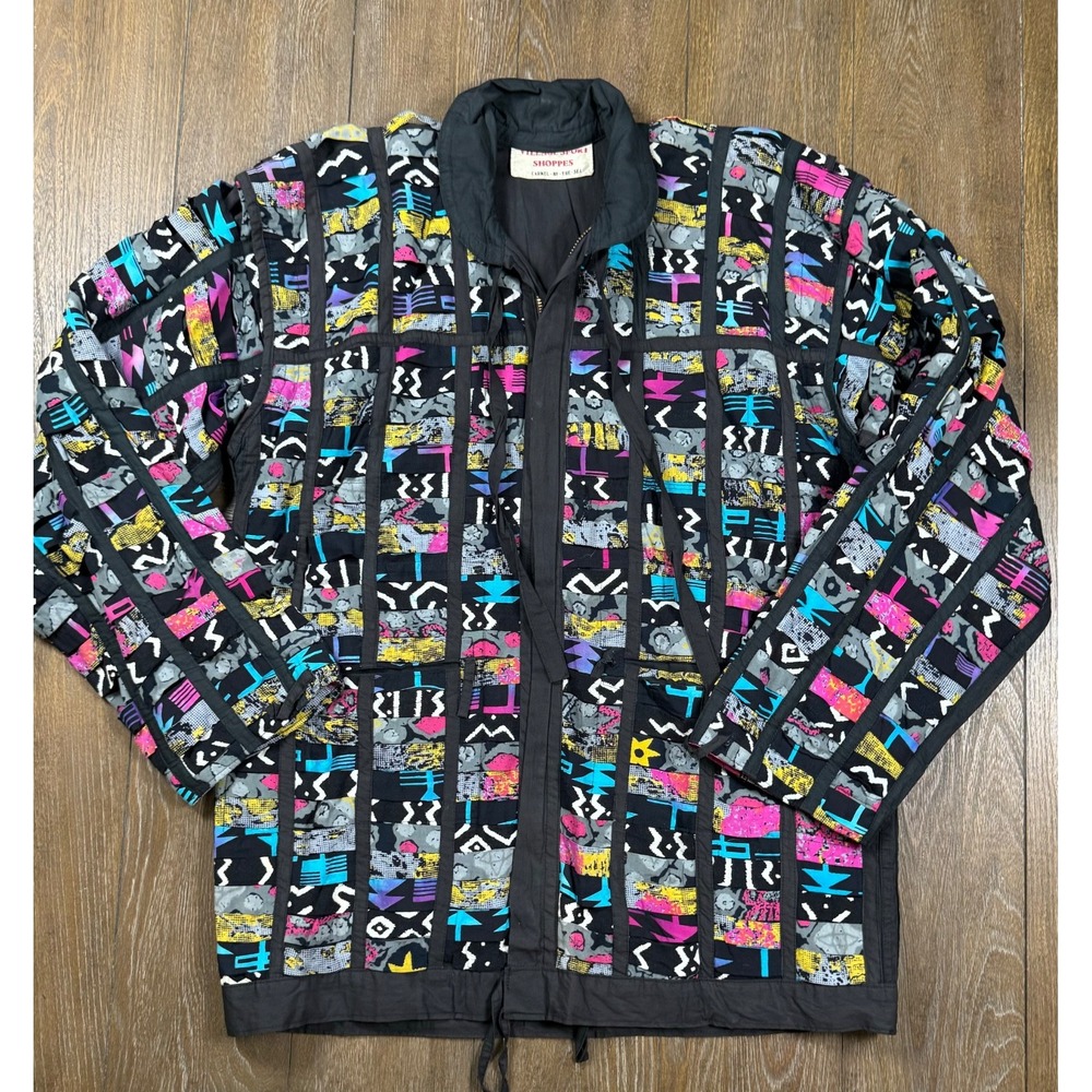 Vintage 80s 90s Village Sport Shoppes Reversible Abstract Jacket Carmel 3270